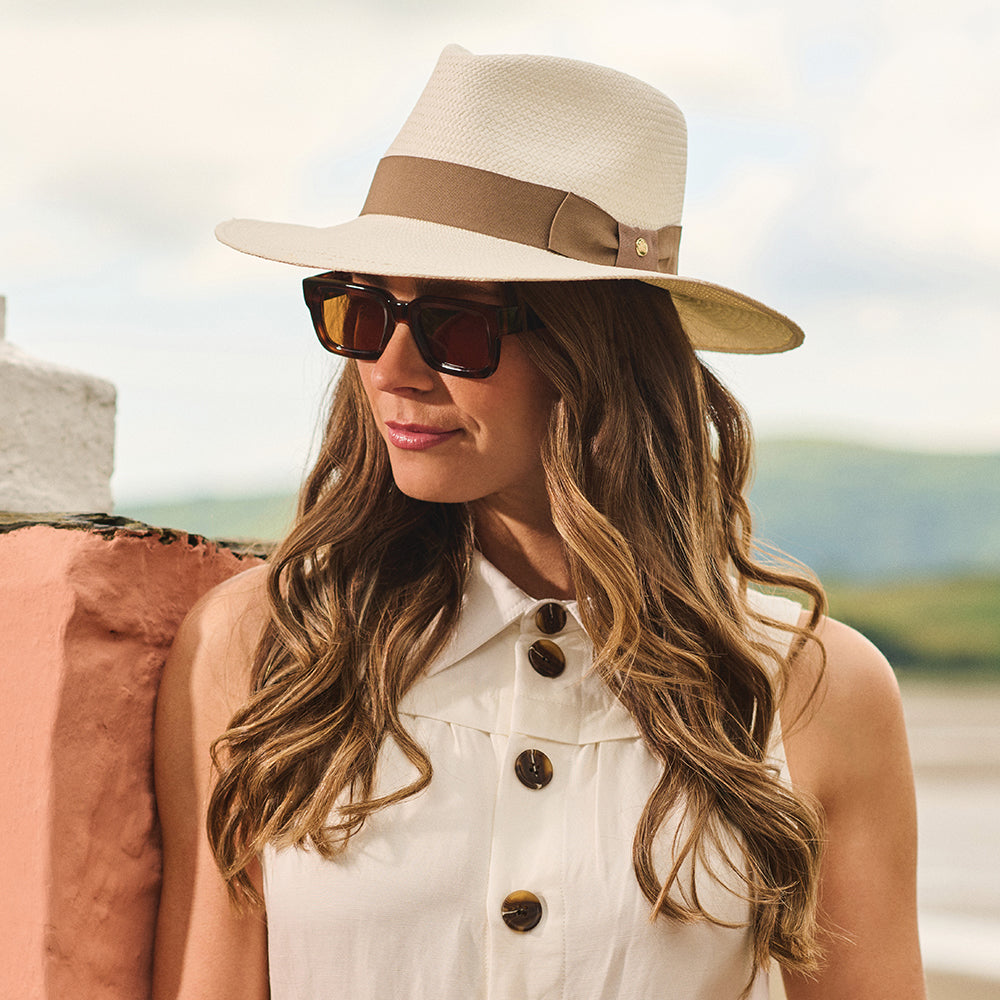 Failsworth Chatsworth Panama Fedora Hut - Perlweiß-Taupe