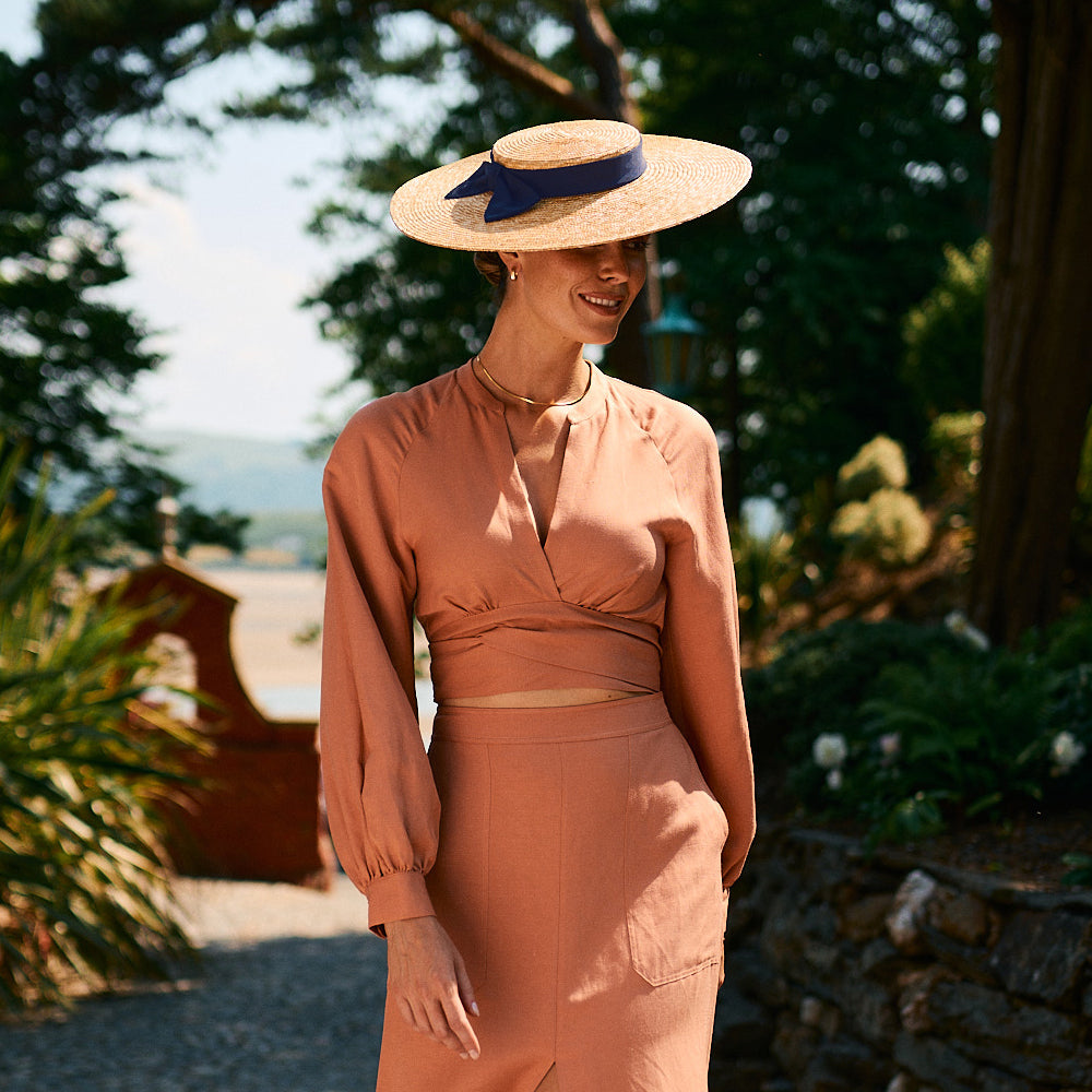 Failsworth Pearl Kreissäge Hut aus Stroh - Natur-Marineblau