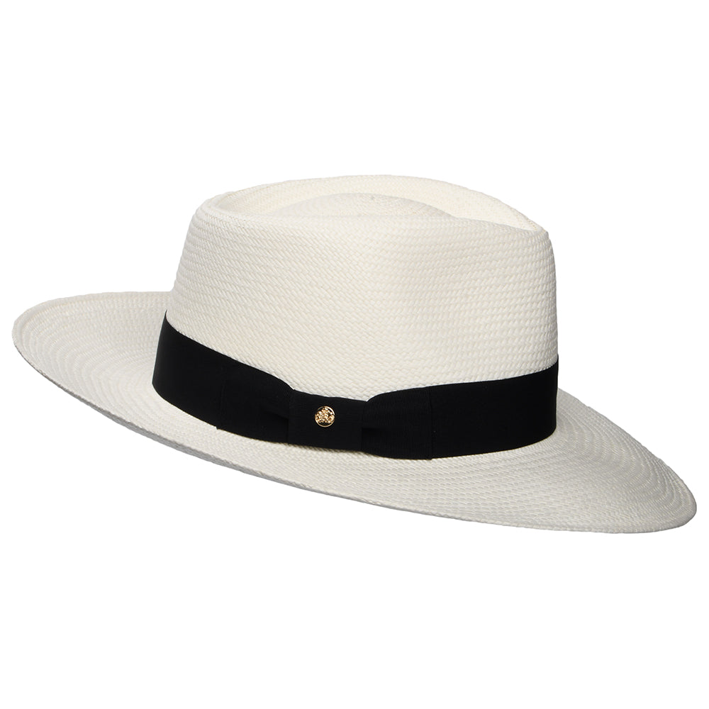 Failsworth Chatsworth Panama Fedora Hut - Perlweiß-Schwarz