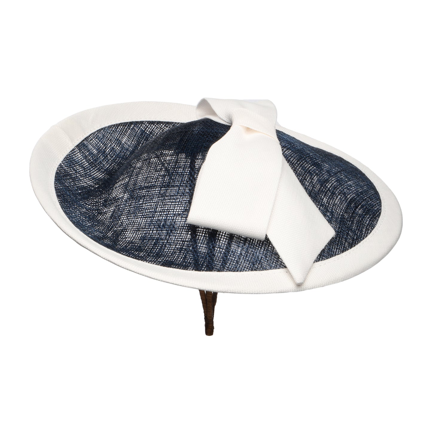 Whiteley Grace Scheiben Fascinator aus Stroh - Marineblau-Elfenbeinfarben