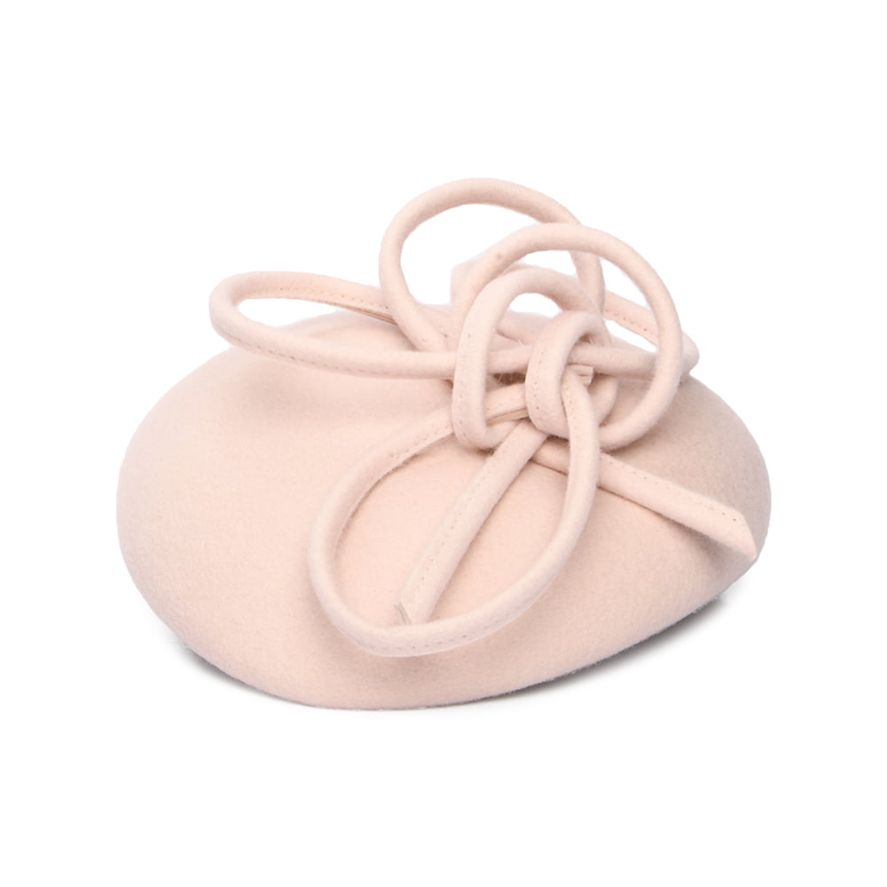 Whiteley Rosey Pillbox Hut aus Wolle mit Schlaufe - Hellbeige