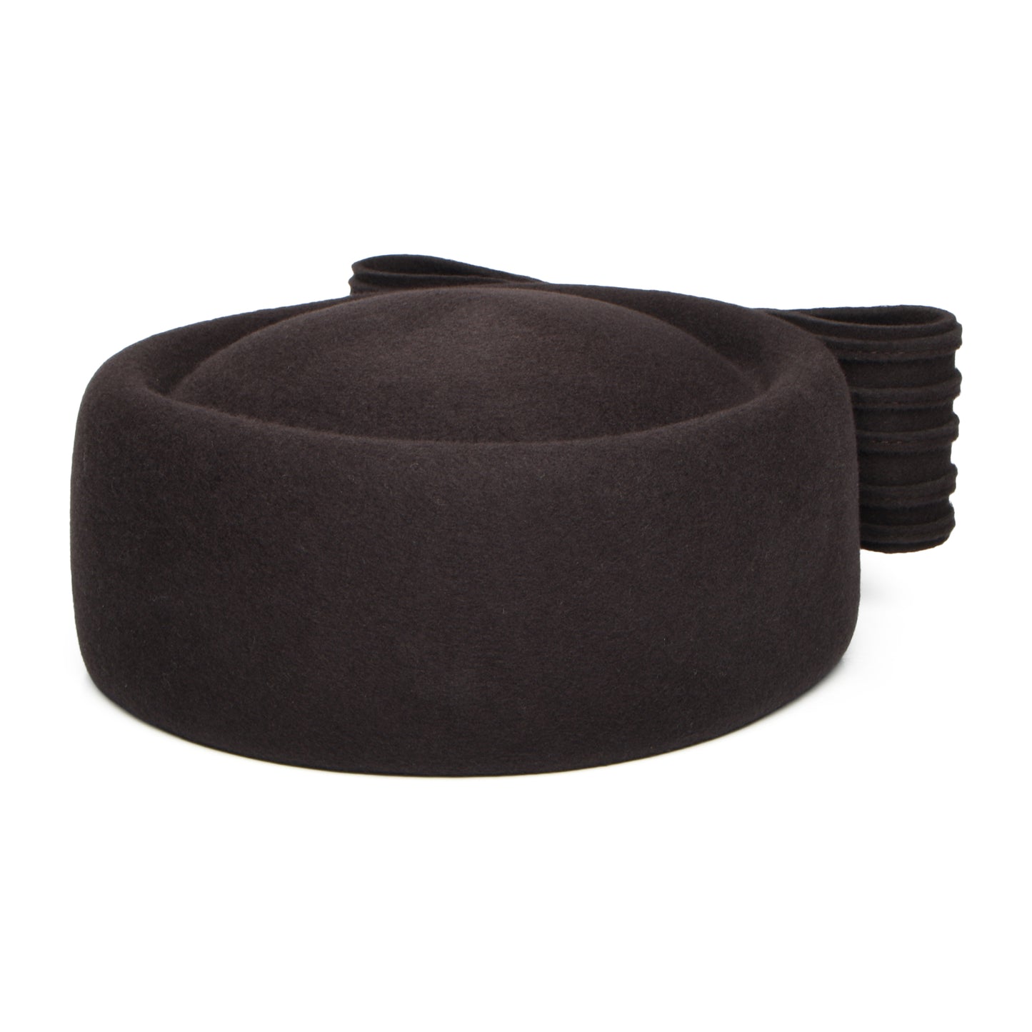 Whiteley Jackie O Loop Bow Pillbox-Hut aus Wolle - Schokolade