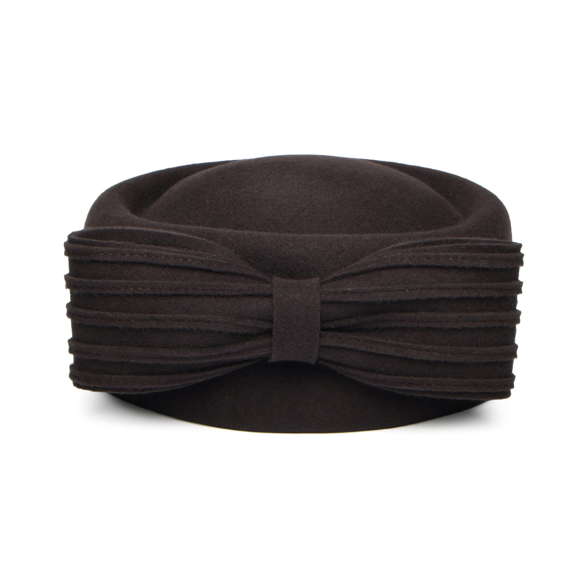 Whiteley Jackie O Loop Bow Pillbox-Hut aus Wolle - Schokolade