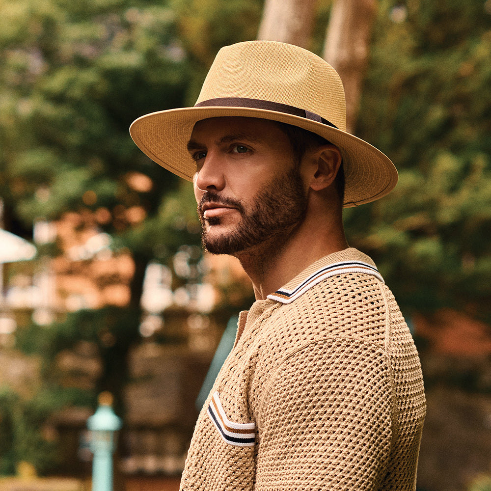 Failsworth Safari Fedora Hut aus Toyo Stroh - Hellbraun