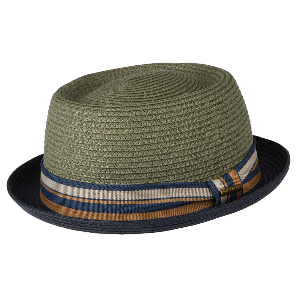 Stetson Pork Pie Hut aus Toyo Stroh - Grau-Blau