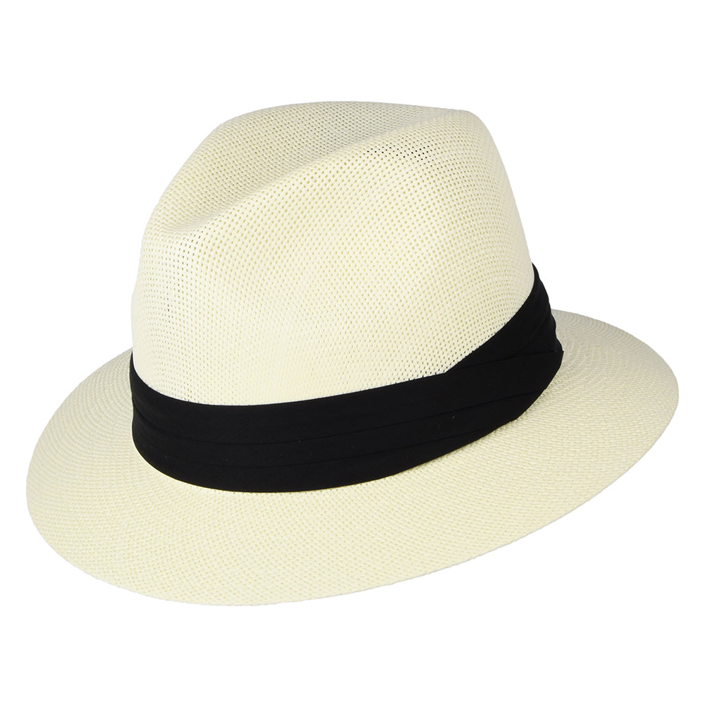 Dorfman Pacific Matte Safari Fedora Hut aus Toyo Stroh - Elfenbein