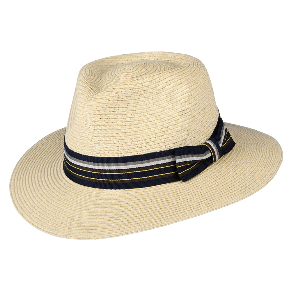 Olney Safari Panama Fedora Hut Mit Gestreiftem Band - Natur - Hüte Und