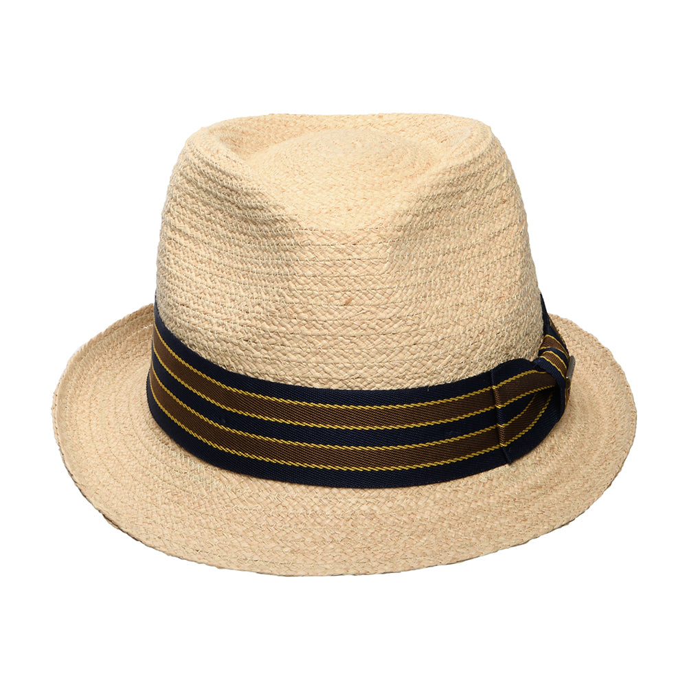 Stetson Trilby Hut aus Raffia-Stroh mit gestreiftem Band - Natur