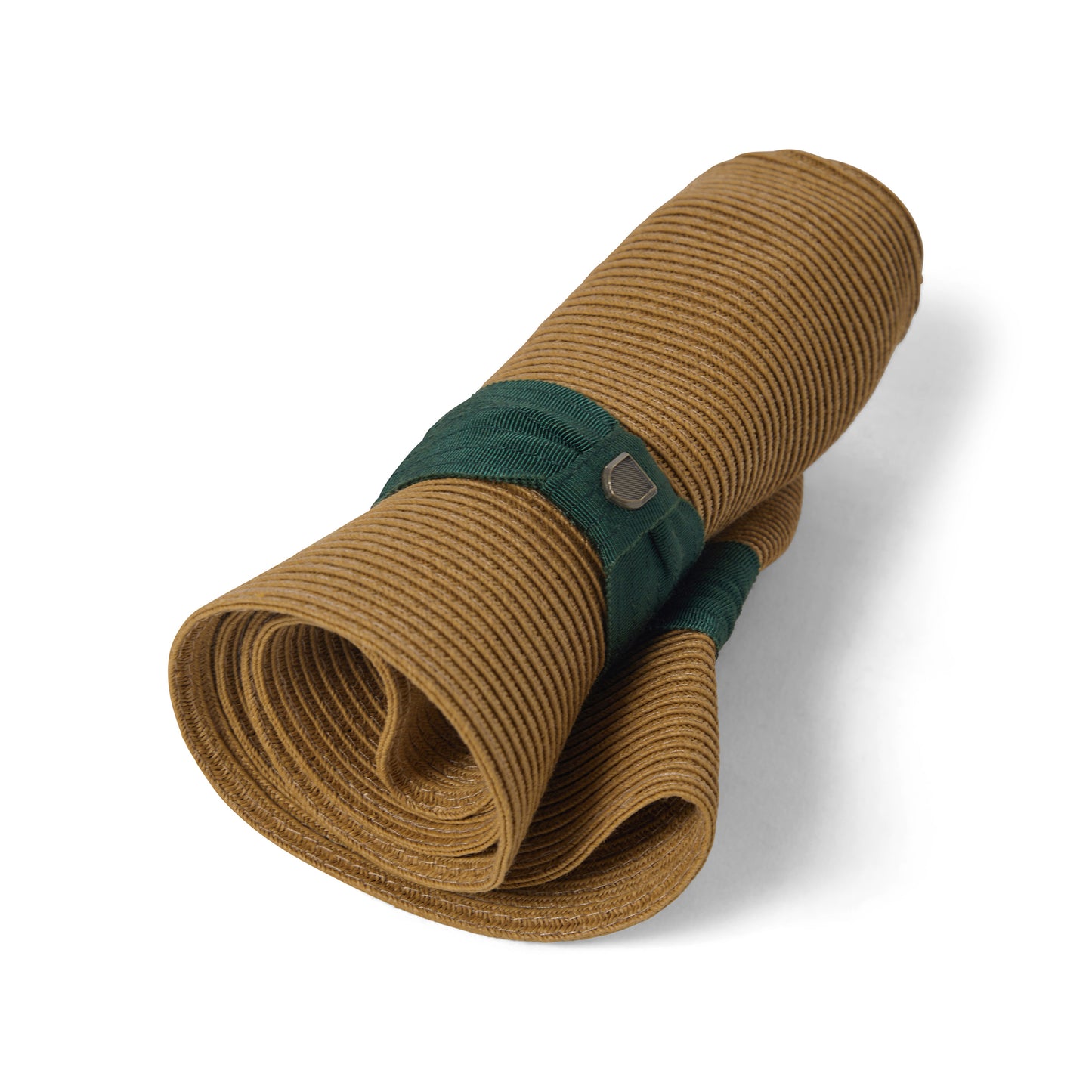 Brixton Roma Knautschbarer Fedora Hut aus Toyo Stroh - Dunkles Beige-Waldgrün