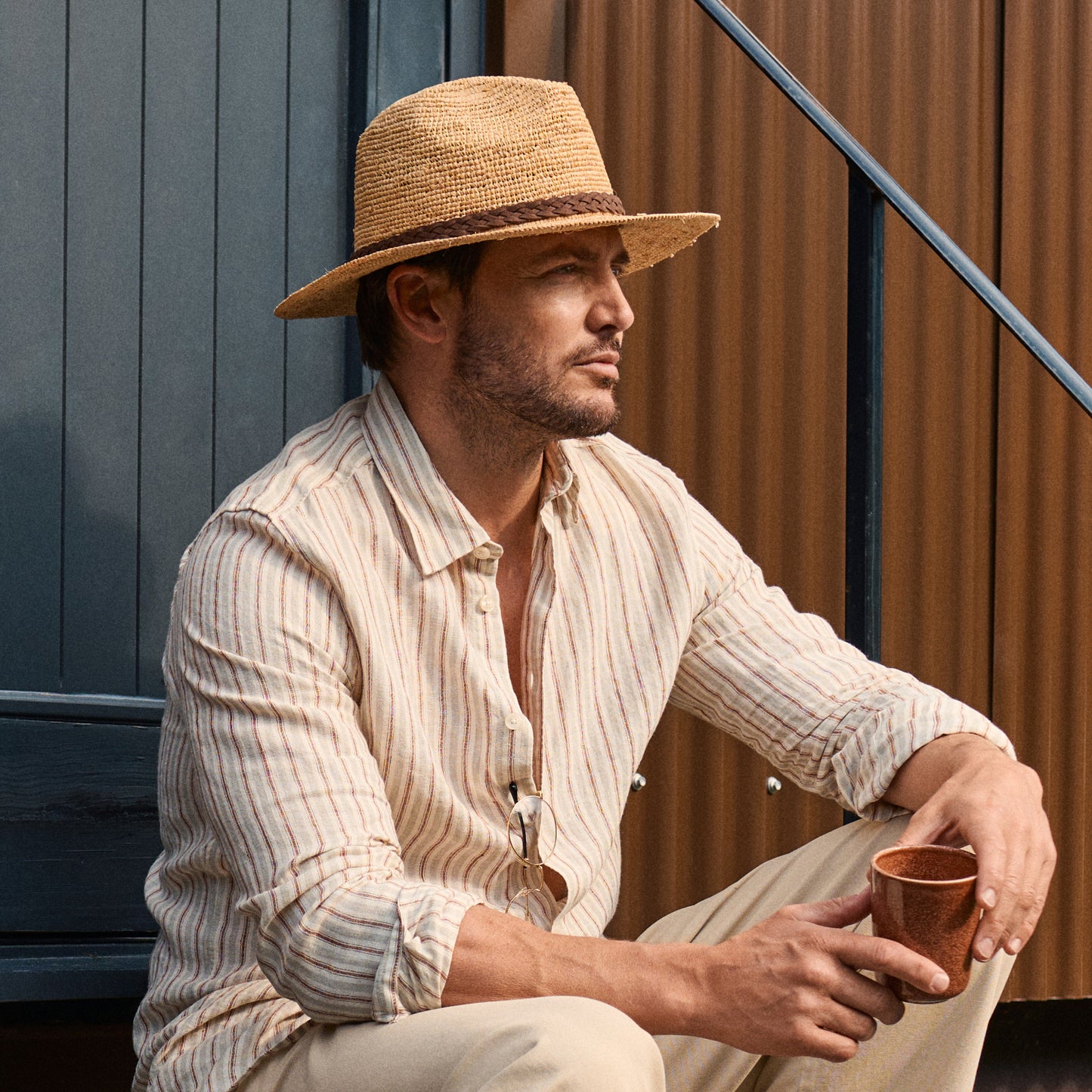 Failsworth Amalfi Gehäkelter Fedora Hut aus Raffia Stroh - Natur