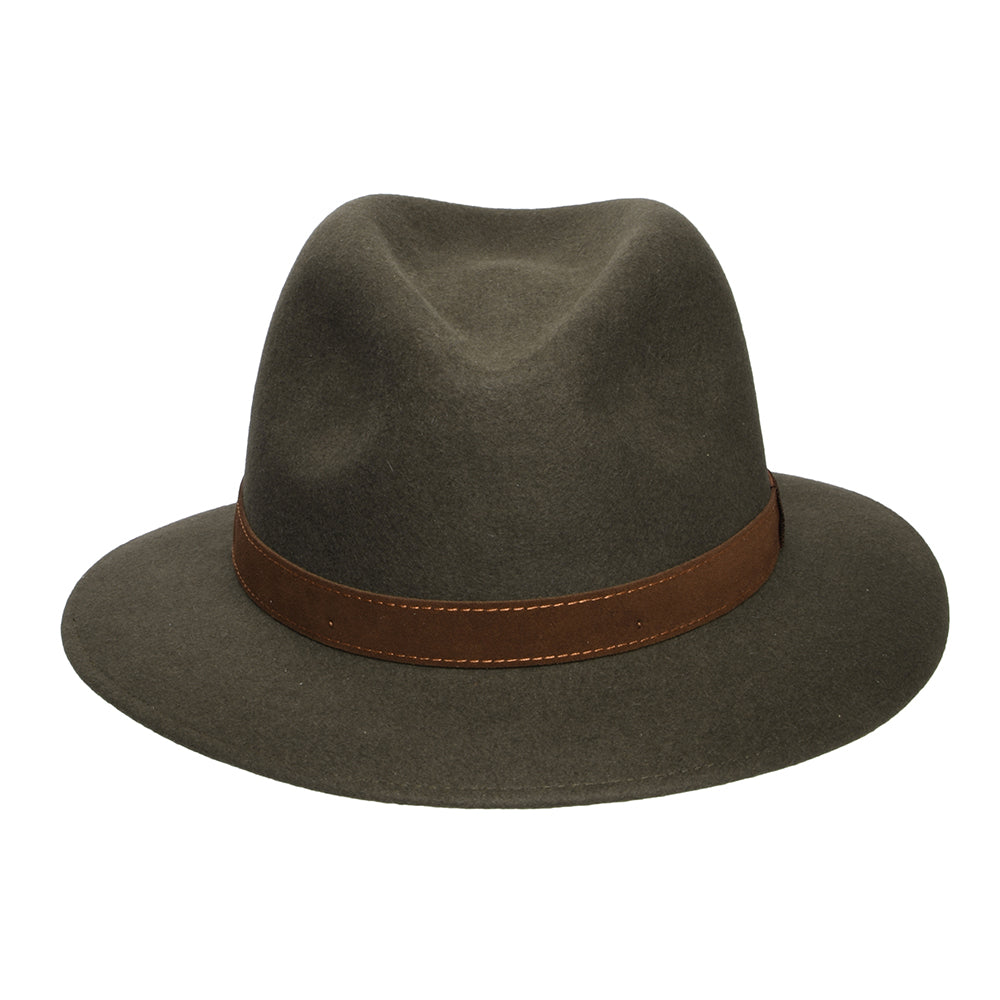 Borsalino Knautschbarer Safari Fedora aus Haarfilz - Salbeigrün