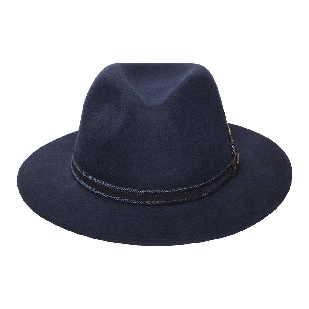 Stetson Tenvelco Traveller Wasserabweisender Safari Fedora Hut aus Wollfilz - Marineblau