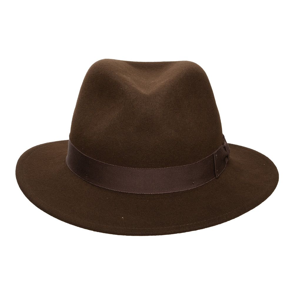Bailey Curtis Knautschbarer Wasserabweisende Fedora Hut aus Wollfilz - Braun