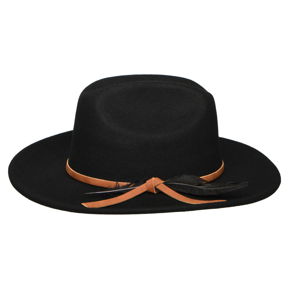 Scala Adan Cowboy Hut aus Wollfilz mit Feder - Schwarz