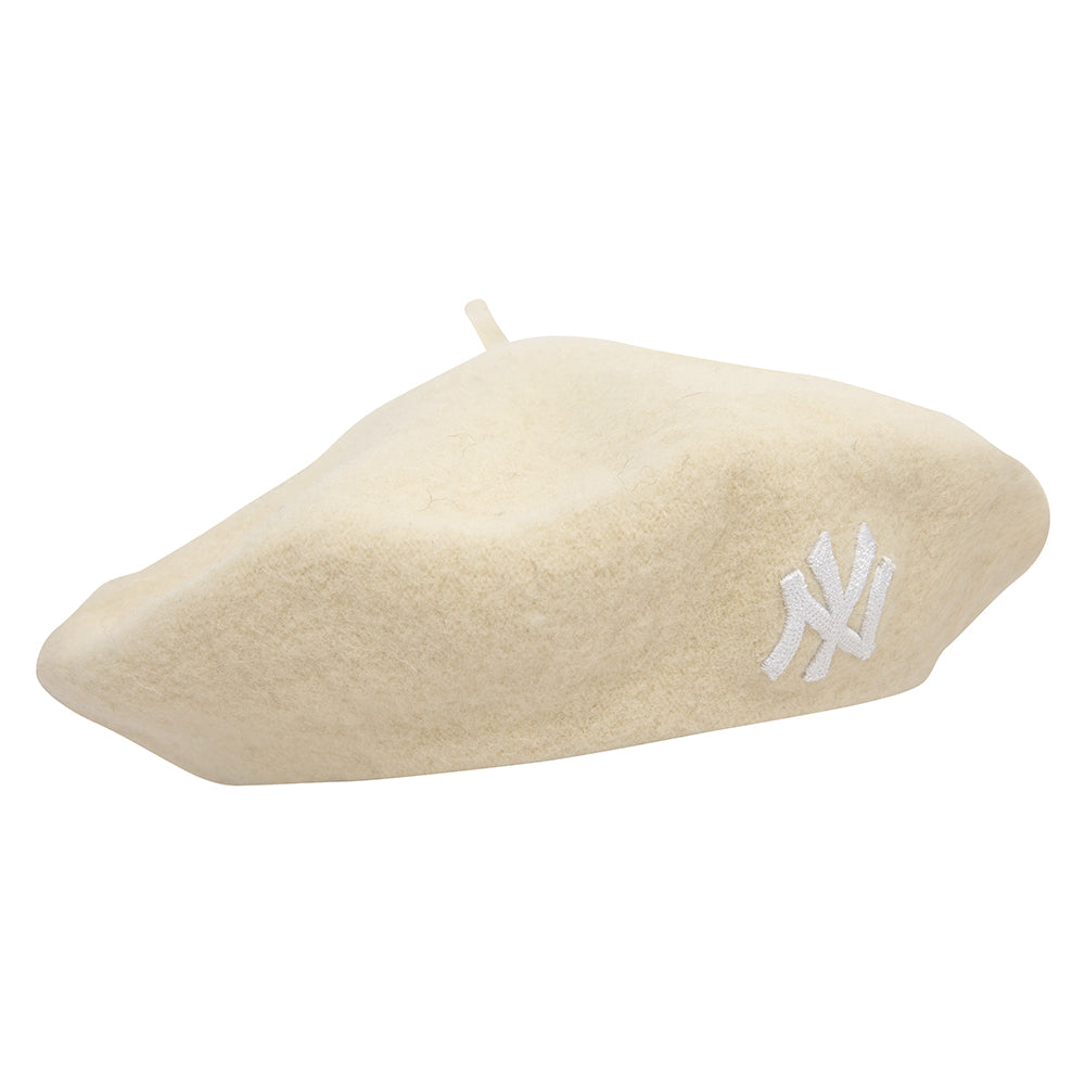 New Era Damen New York Yankees Baskenmütze aus Meltonwolle - Cremeweiß-Weiß