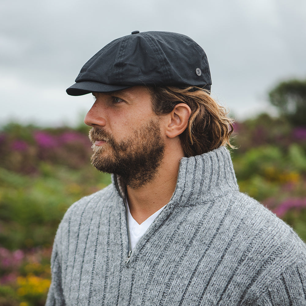 Jaxon & James Wasserabweisender Wachstuch Ballonmütze - Schwarz