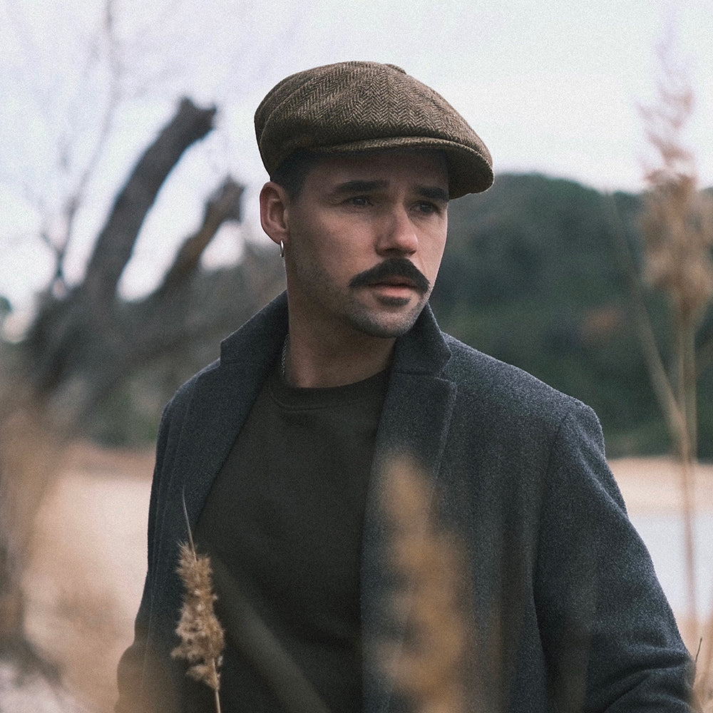 Jaxon & James Northbay HARRIS TWEED Ballonmütze - Olivgrün-Braun