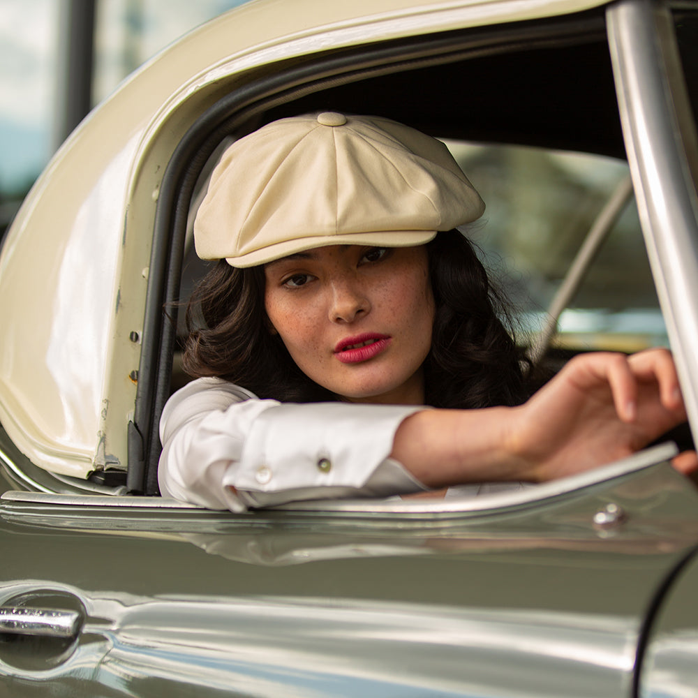 Christys 8-teilige Ballonmütze aus Baumwoll-Leinen - Buttermilch