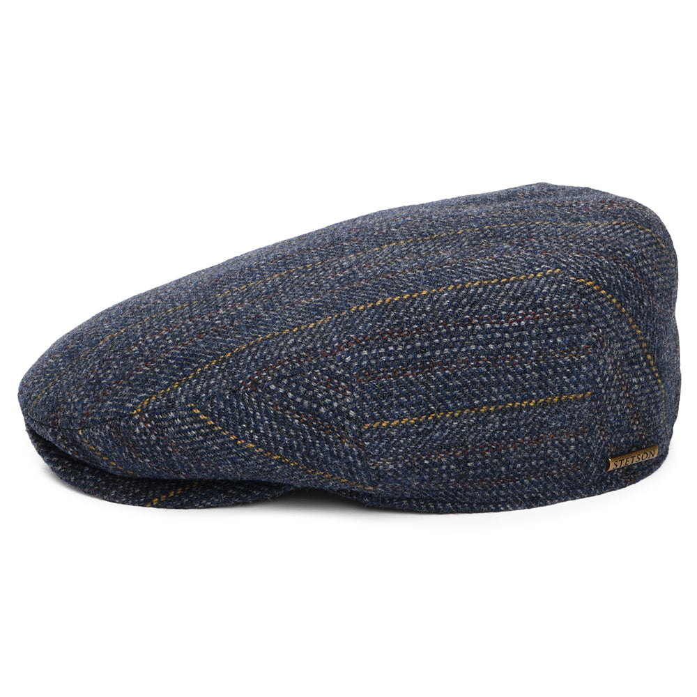 Stetson Kent Schiebermütze Mit Fischgrätmuster aus Schurwolle - Blau-Multi