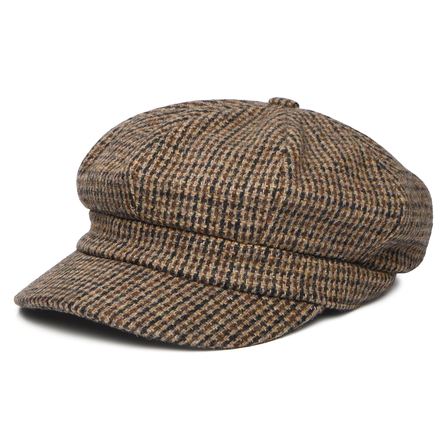 Whiteley Bakerboy Ballonmütze Micro Houndstooth aus Wollmischung - Braun