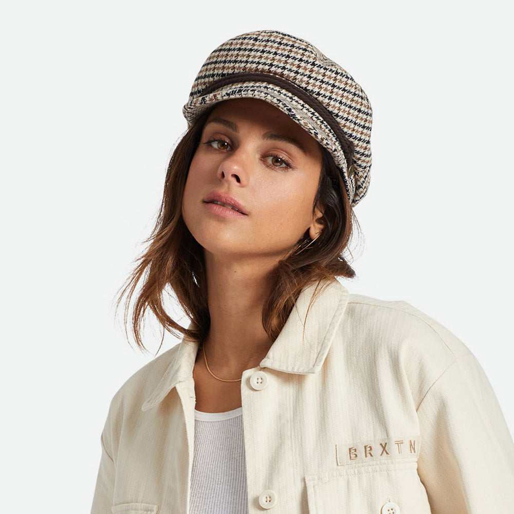 Brixton Schiffermütze Houndstooth - Sand-Braun-Orange