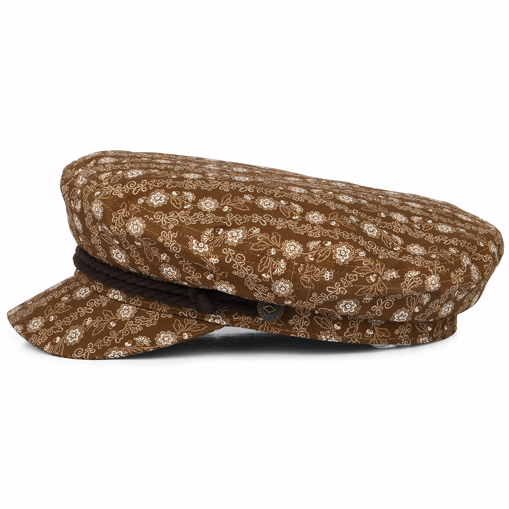Brixton Schiffermütze Floral aus Baumwolle - Braun-Cremeweiß