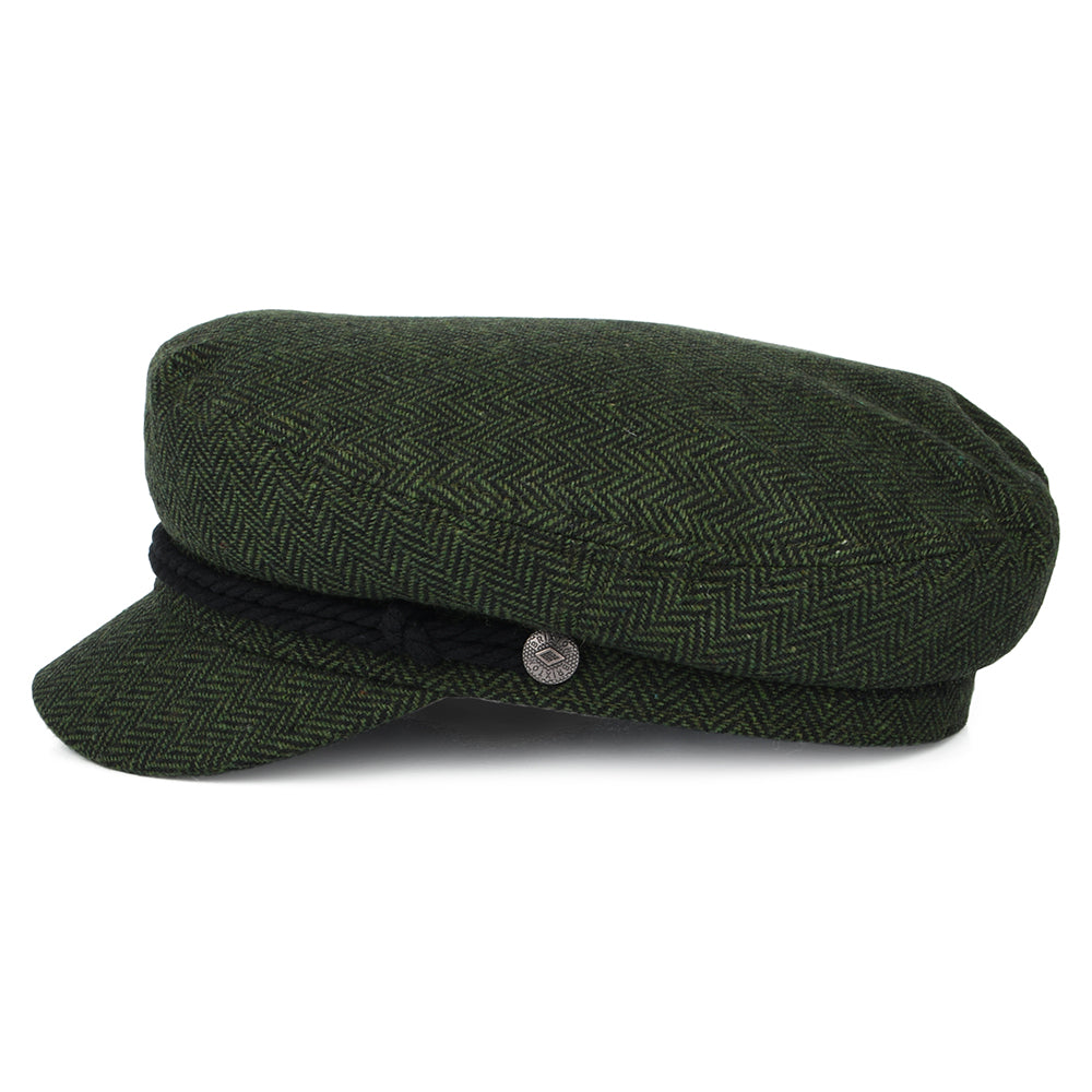 Brixton Schiffermütze mit Fischgrätmuster - Moosgrün-Schwarz