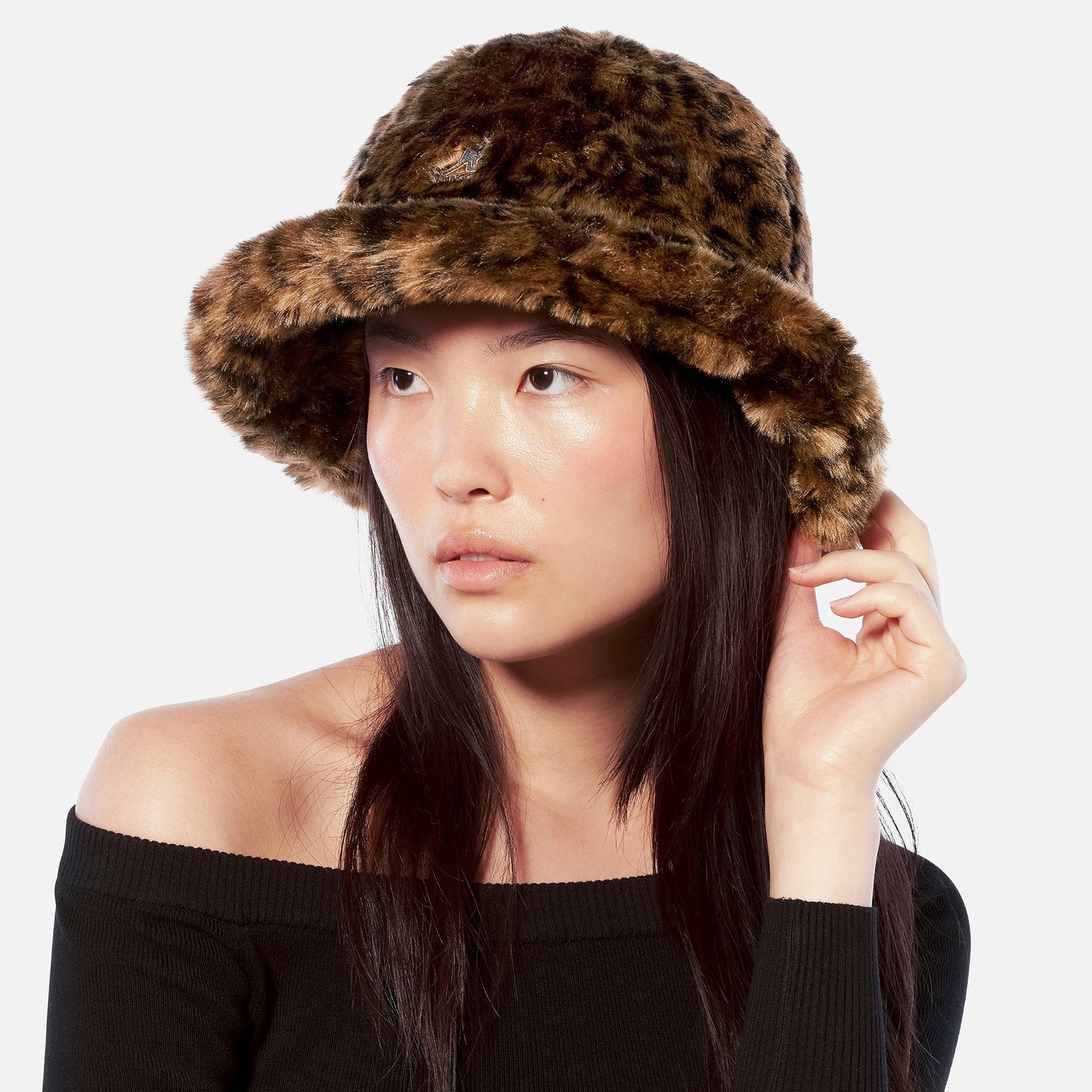 Kangol Casual Kunstfell Fischerhut - Leopardenmuster