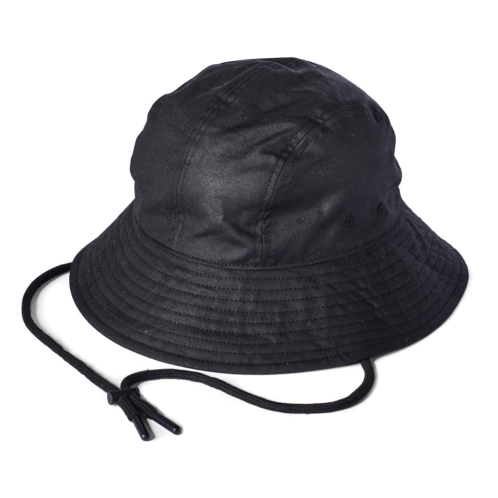 Failsworth Glasto Fischerhut aus British Waxed Cotton - Schwarz