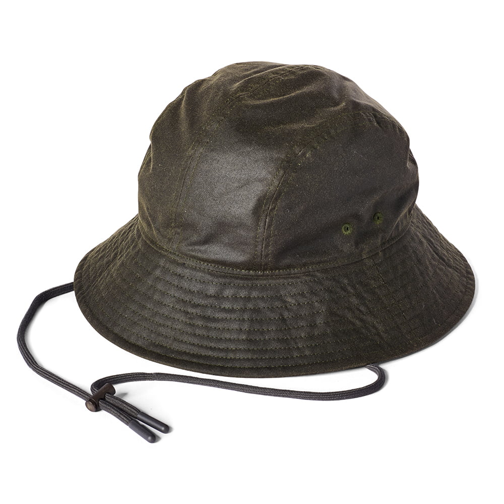Failsworth Glasto Fischerhut aus British Waxed Cotton - Olivgrün