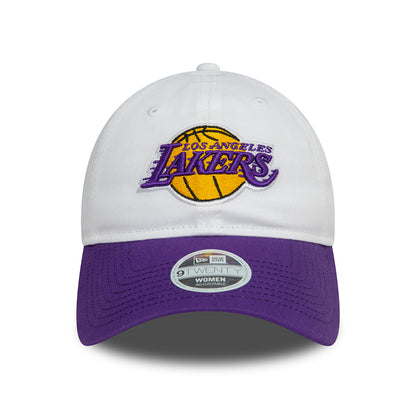 New Era Damen 9TWENTY L.A. Lakers Baseball Cap - NBA White Crown - Weiß-Lila