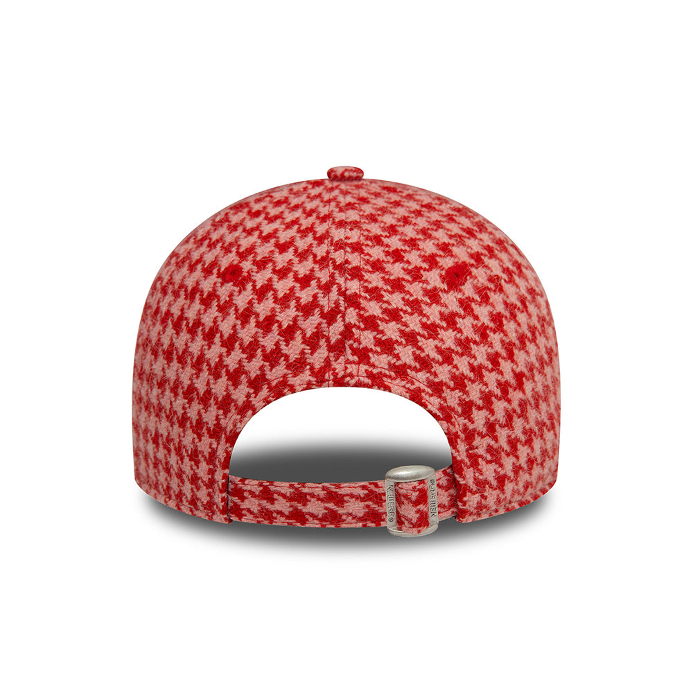 New Era Damen 9FORTY New York Yankees Baseball Cap - MLB Houndstooth - Rosa-Scharlachrot