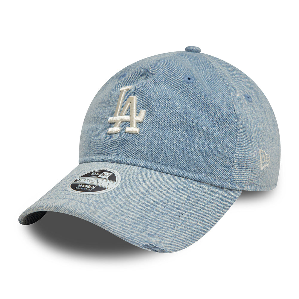 New Era Damen 9TWENTY L.A. Dodgers Baseball Cap - MLB Acid Denim - Hellblau-Weiß