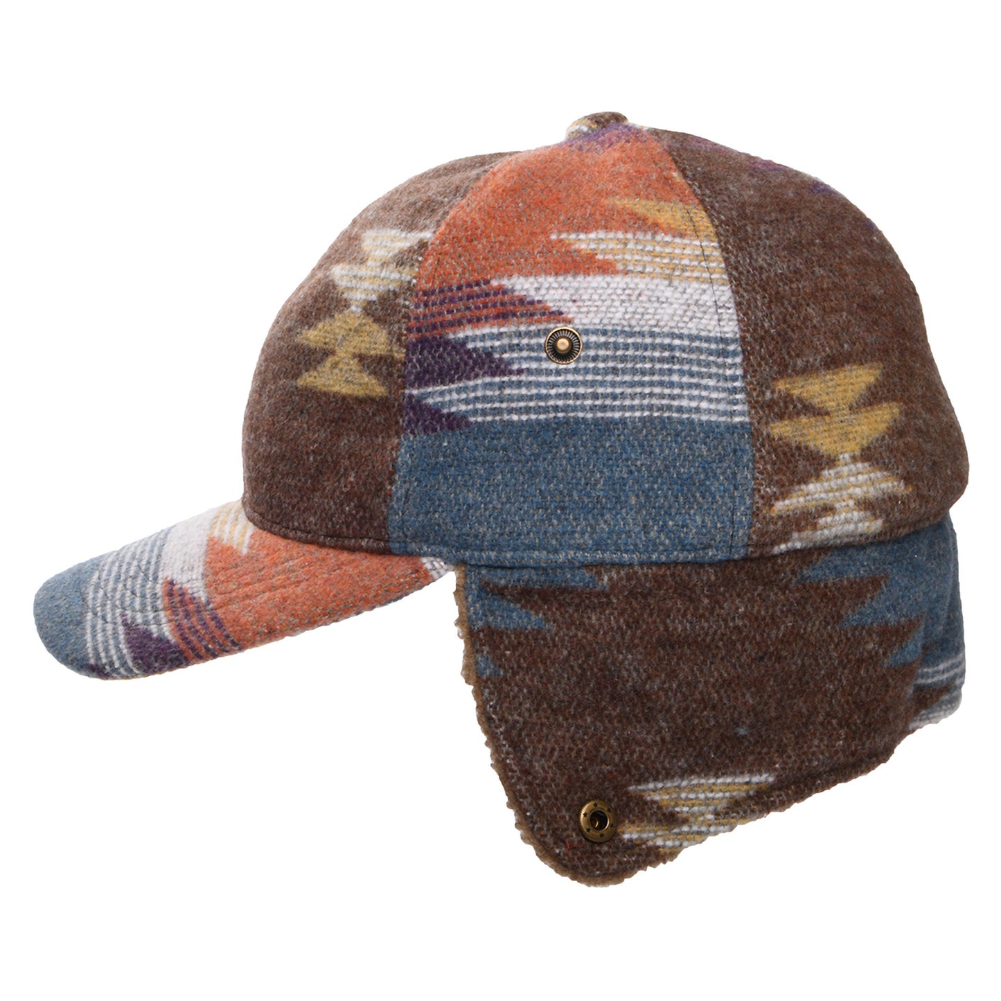 Scala Sapos Baseball Cap Aztec Druck mit Ohrenklappen - Braun-Multi