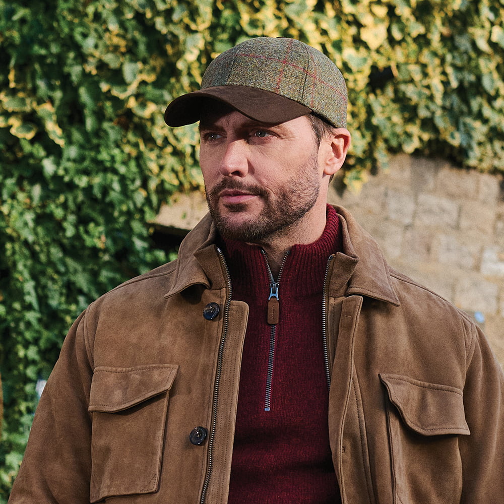 Failsworth Newbury Wasserabweisender Baseball Cap aus Britischer Wolle - Olivgrün-Braun