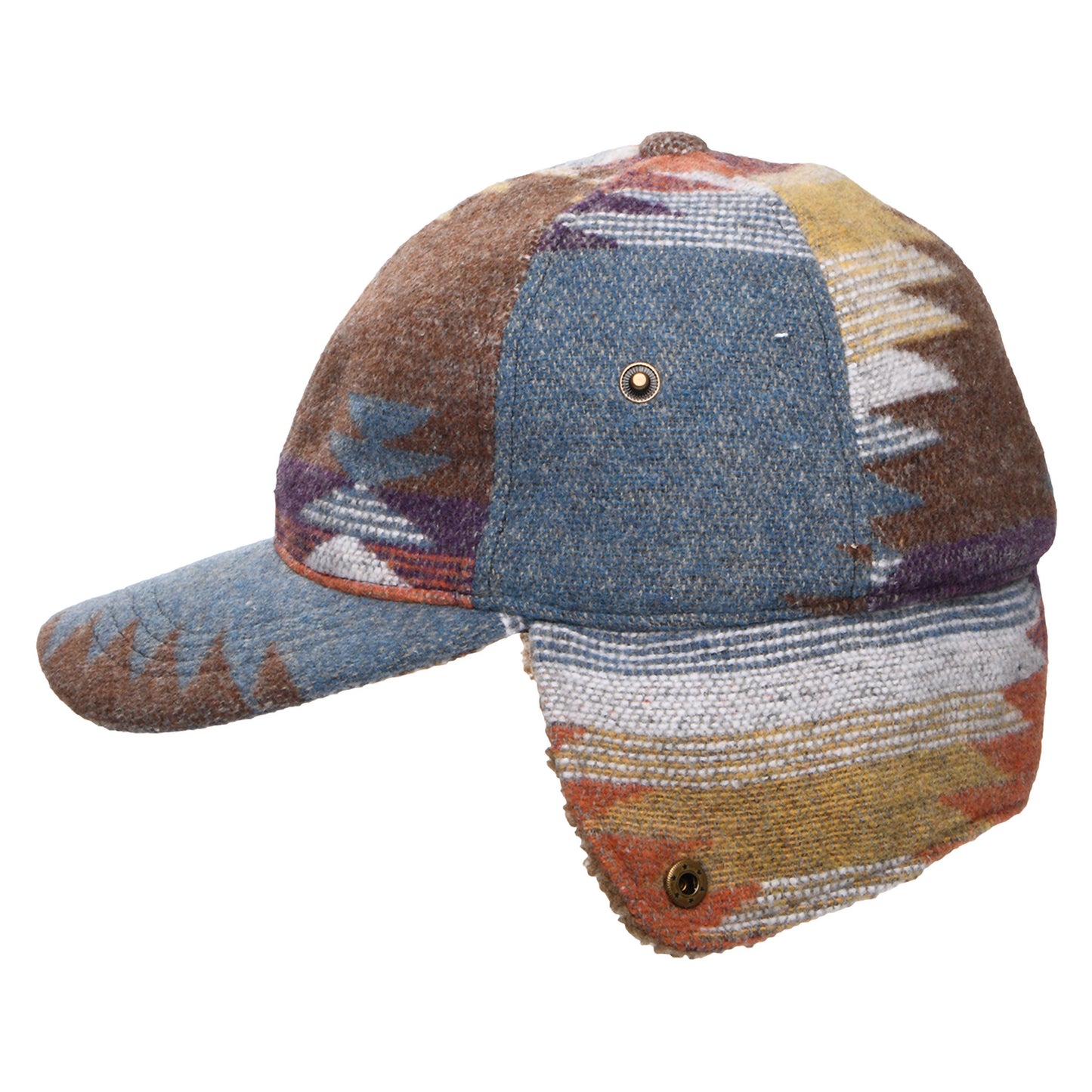 Scala Sapos Baseball Cap Aztec Druck mit Ohrenklappen - Denim-Multi