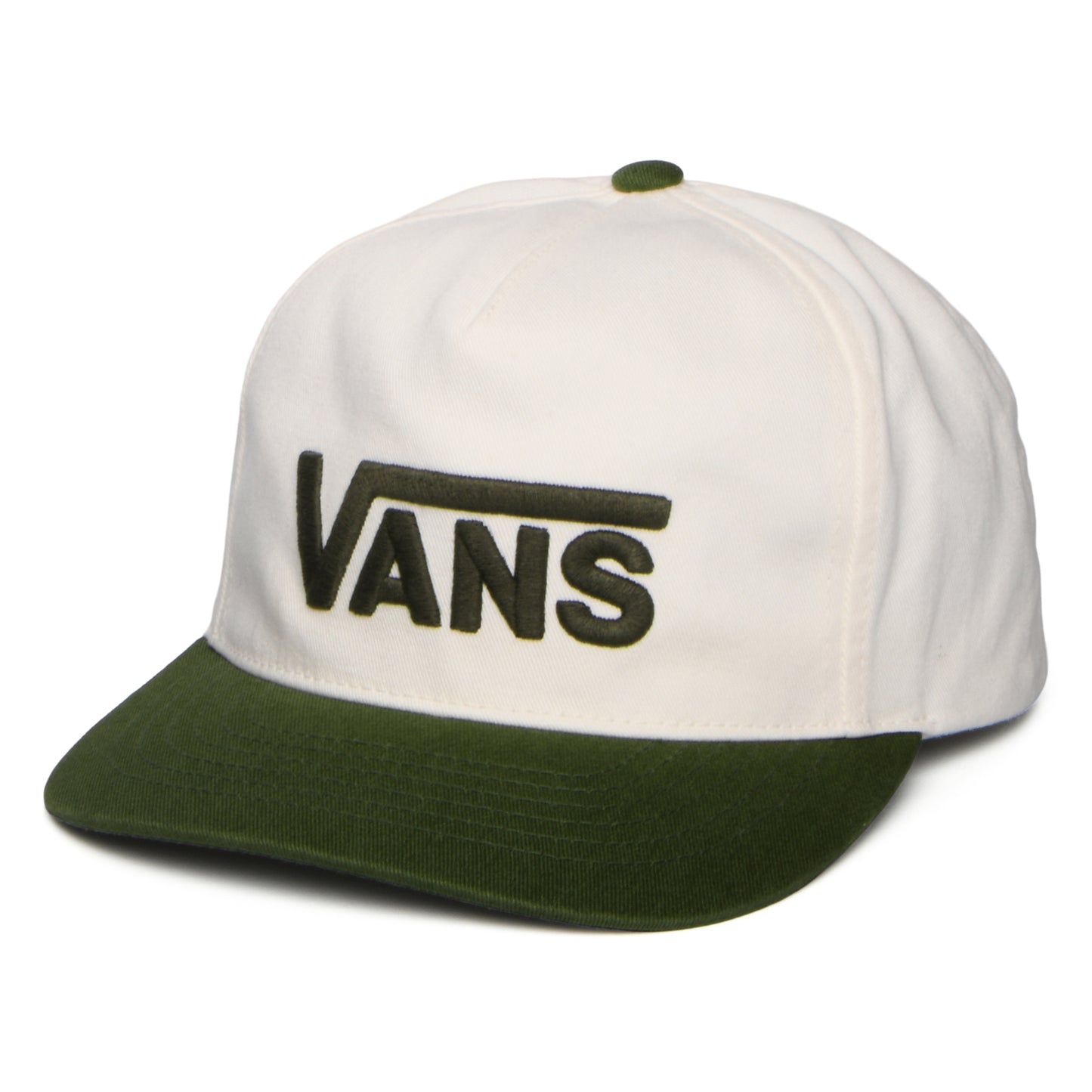 Vans Drop V Log Curved Brim Snapback Cap - Cremeweiß-Moosgrün