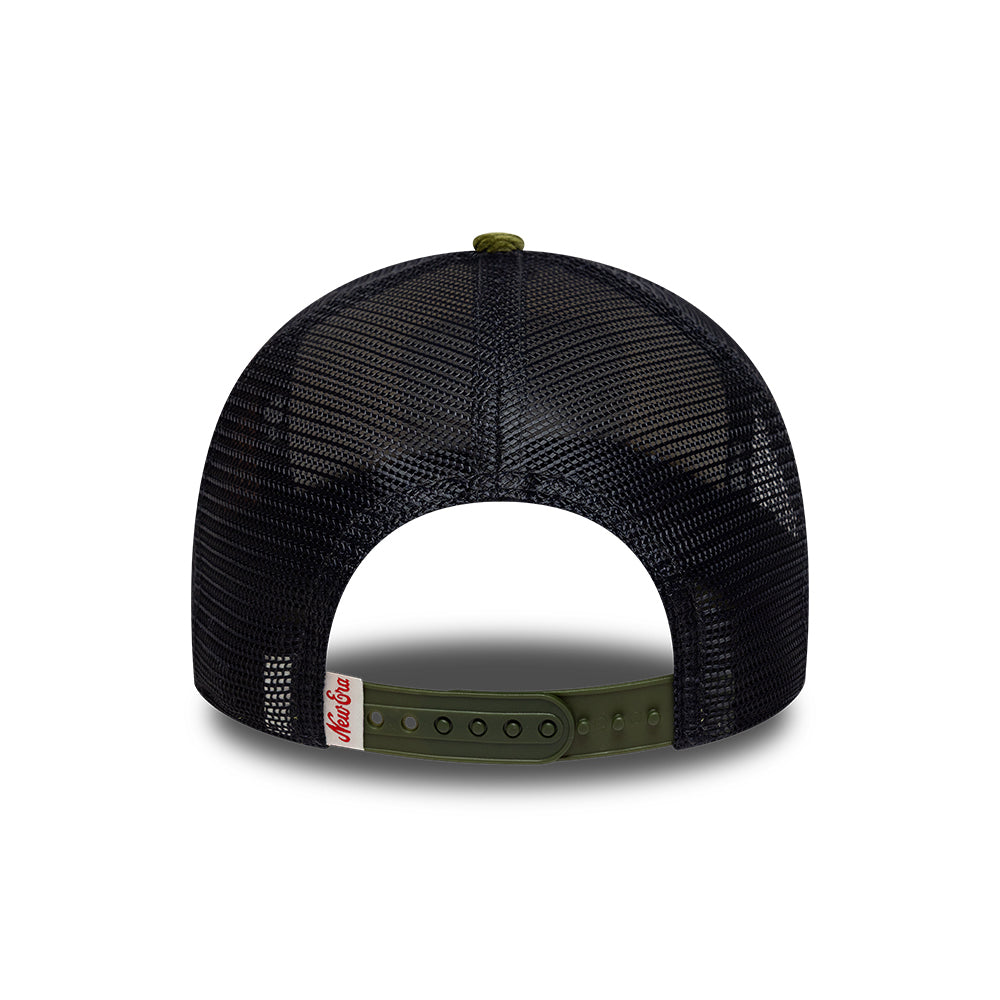 New Era 9FORTY A-Frame Trucker Cap - Patch Cord - Cremefarben-Olivgrün
