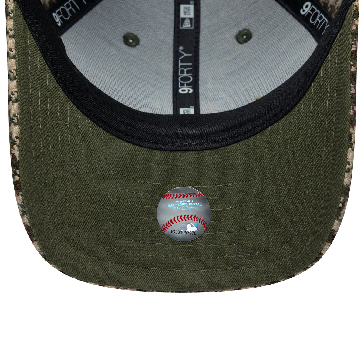 New Era Damen 9FORTY M-Crown L.A. Dodgers Baseball Cap - MLB Houndstooth - Kamel-Olivgrün