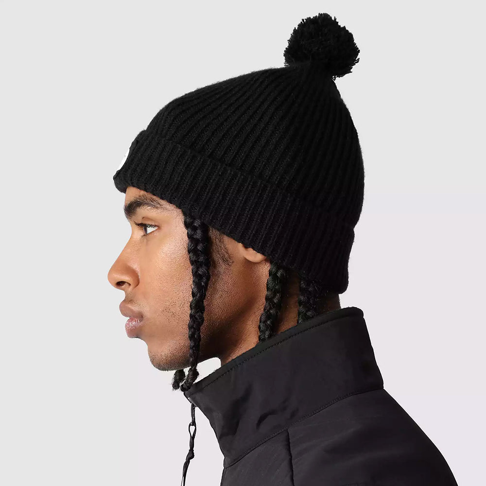 The North Face Logo Box Recycled Bommelmütze - Schwarz