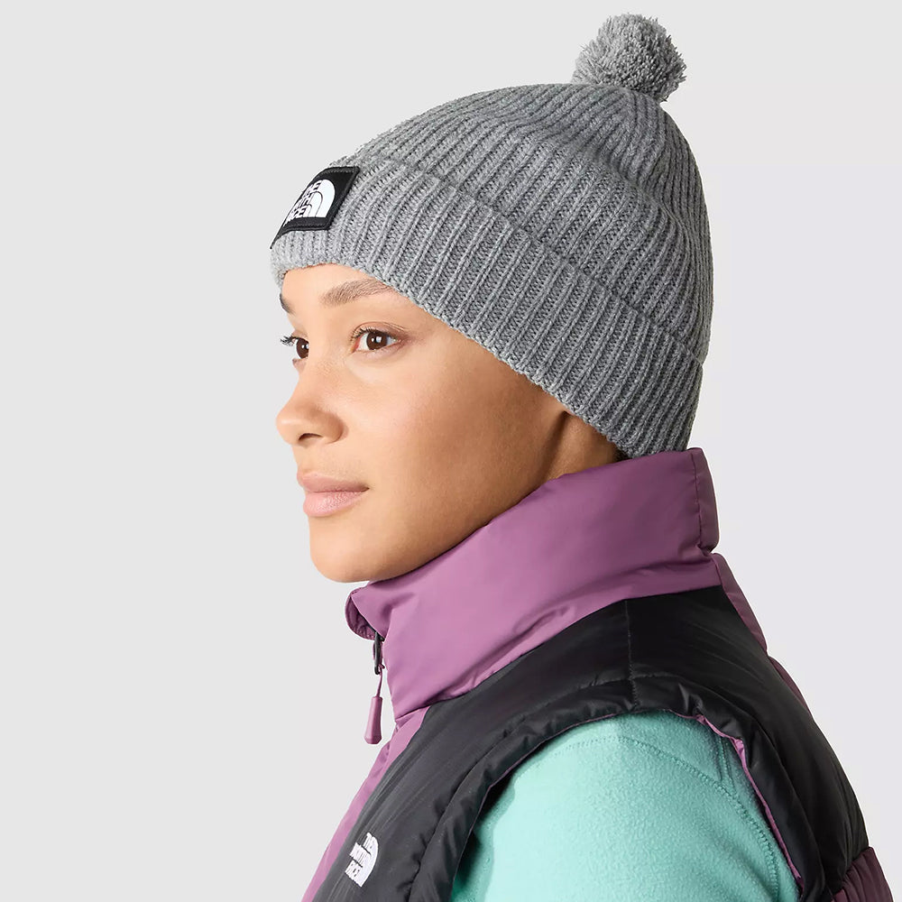 The North Face Logo Box Recycled Bommelmütze - Grau Meliert
