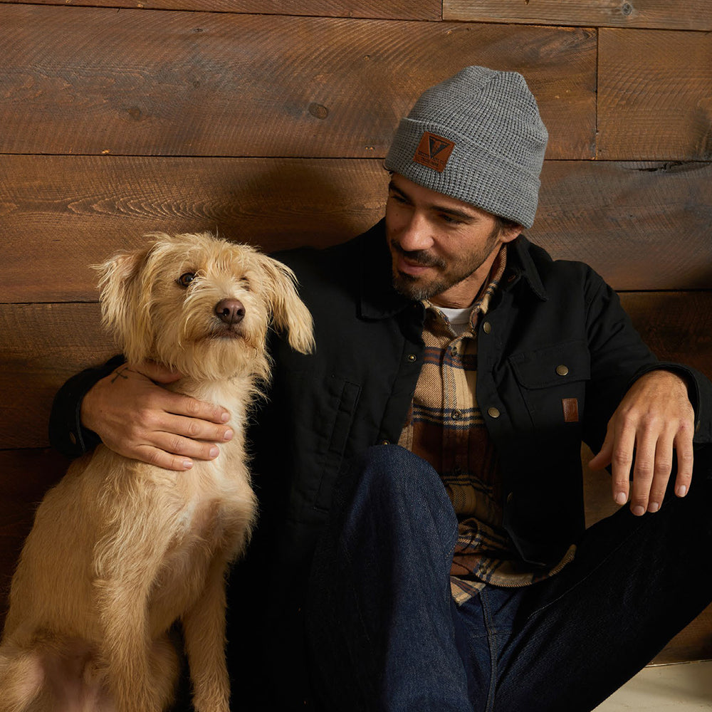 Brixton Galveston Beanie Mütze und Waffelstrickmuster - Meliertes Hellgrau