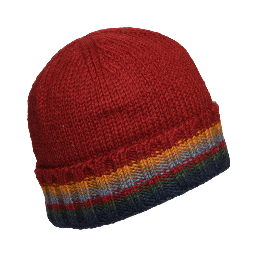 Kusan Turn Up Cuff Beanie Mütze Strick - Rot