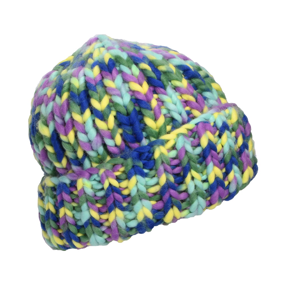 Barts Miterra Recycelter Beanie Mütze Space-Dyed - Veilchenblau-Limettengrün