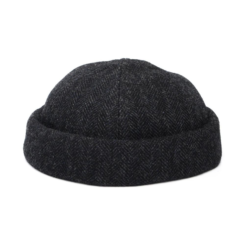 Stetson Docker Beanie Mütze mit Fischgrätmuster aus Wolle - Dunkelgrau