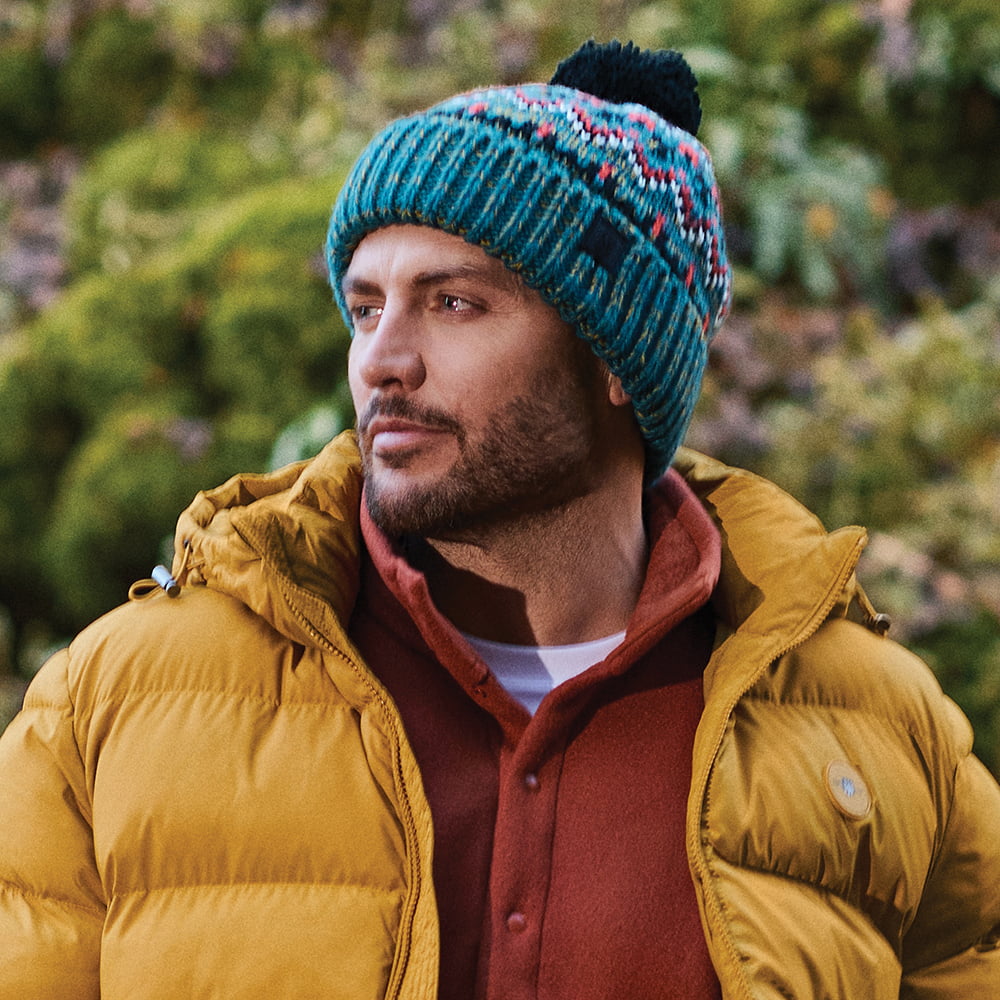 Failsworth Arctic Bommelmütze Fair Isle - Petrol-Multi