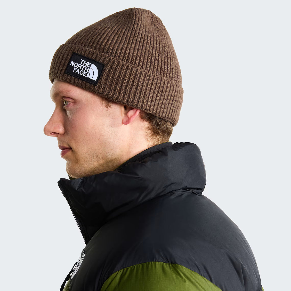 The North Face TNF Logo Box Recycled Beanie Mütze - Rauchbraun