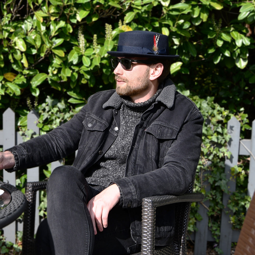 Jaxon & James Crushable Porkpie Wollfilzhut Marineblau Großhandel