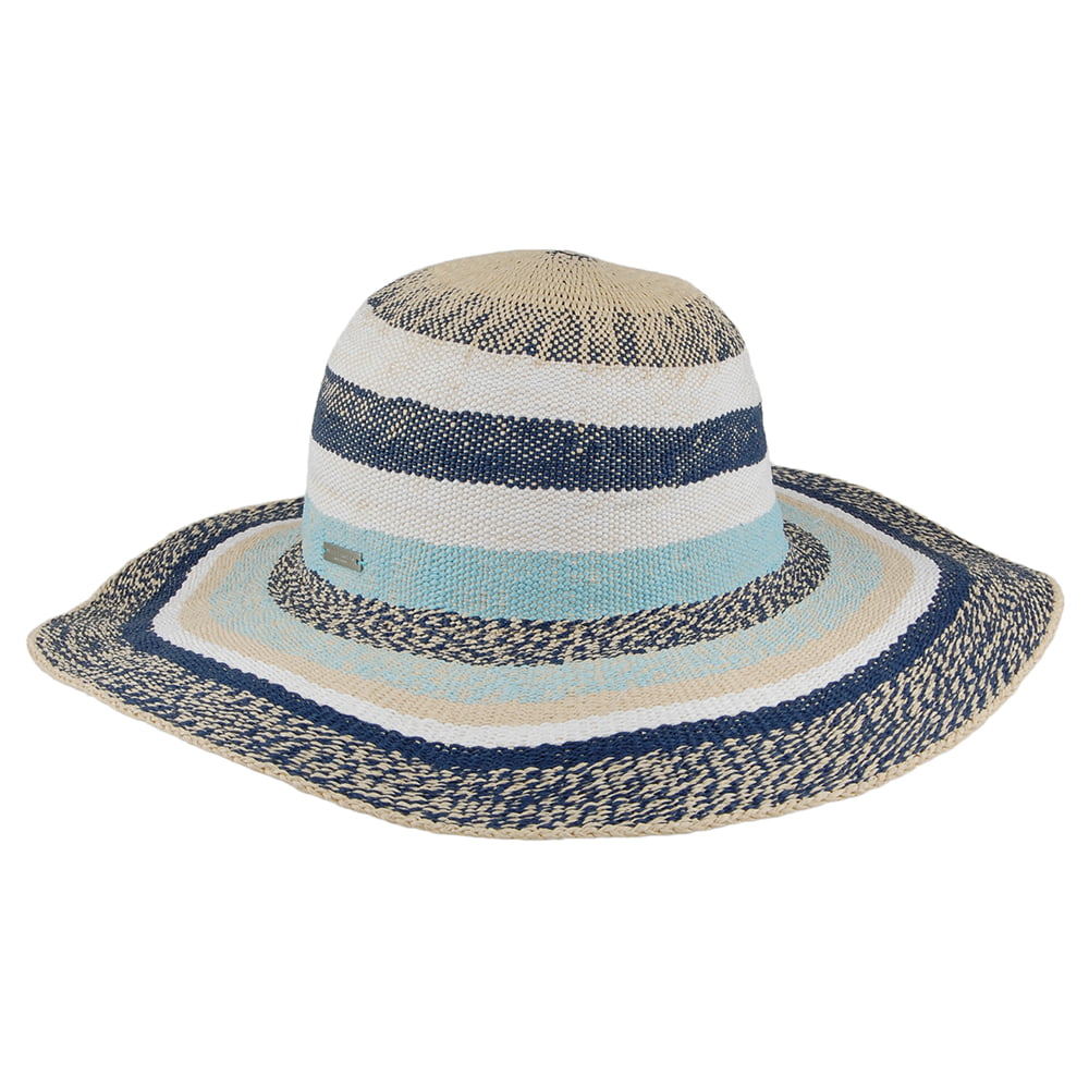 Seeberger Wide Brim Sonnenhut gestreift - Natur-Blau