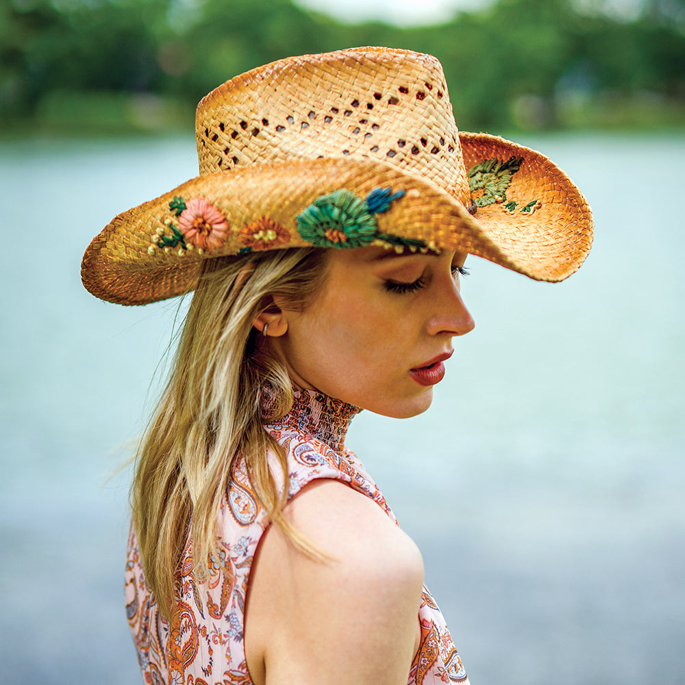 Scala San Minata Cowboy Hut aus Raffia-Stroh - Natur